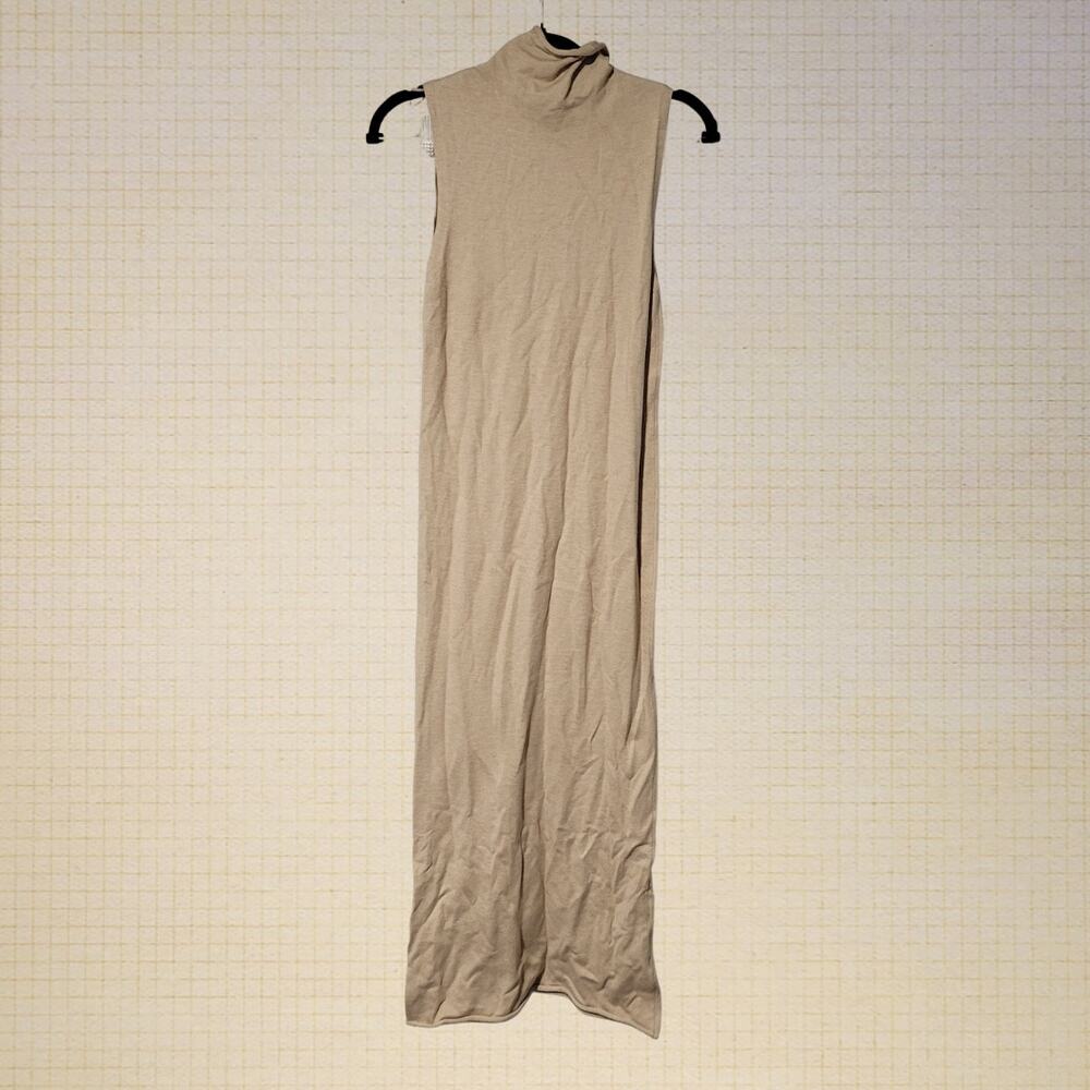 Contemporary Minimalist Zara Sleeveless Mock Turtleneck Bodycon Midi Dress M